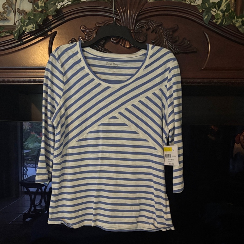 Coral Bay Blue and White Striped Blouse